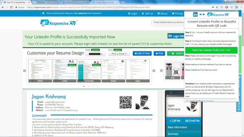Import Linked in profile through chrome extension step5
