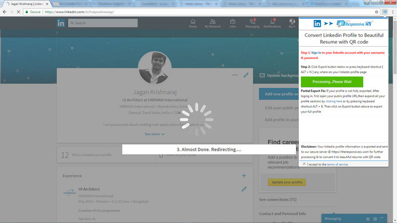Import Linked in profile through chrome extension step4