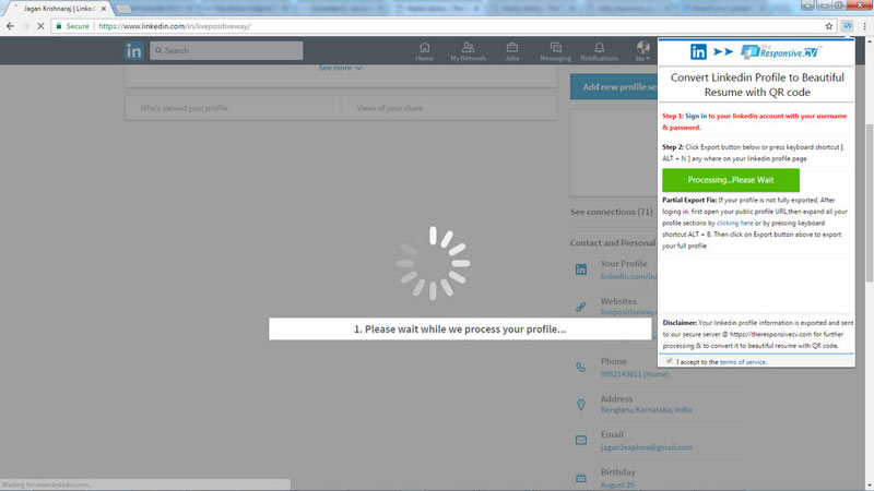 Import Linked in profile through chrome extension step2