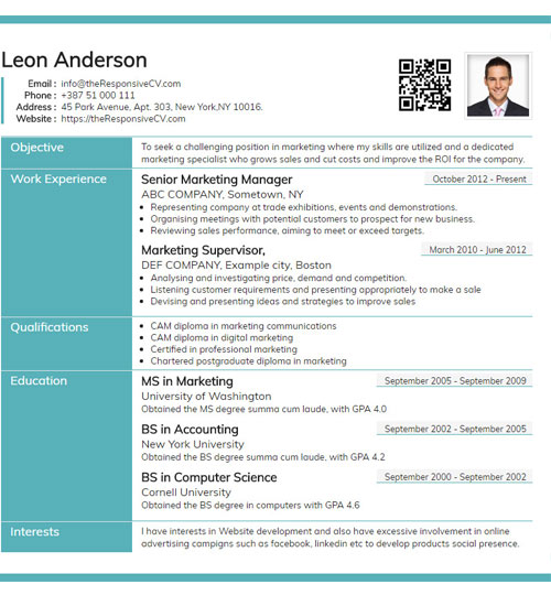online cv builder with free mobile resume and qr code