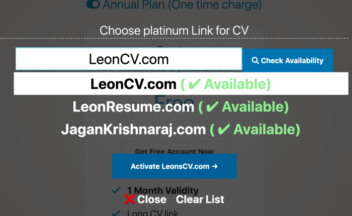 Inbuilt Domain search functionality responsive cv