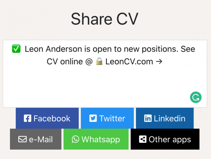 Share responsive cv on social mediums