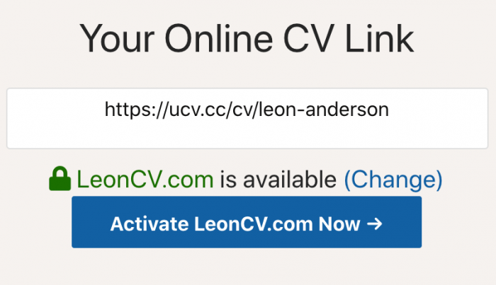 Attach a domain name to your CV