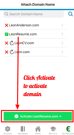 Attach domain to your CV with resume builder app
